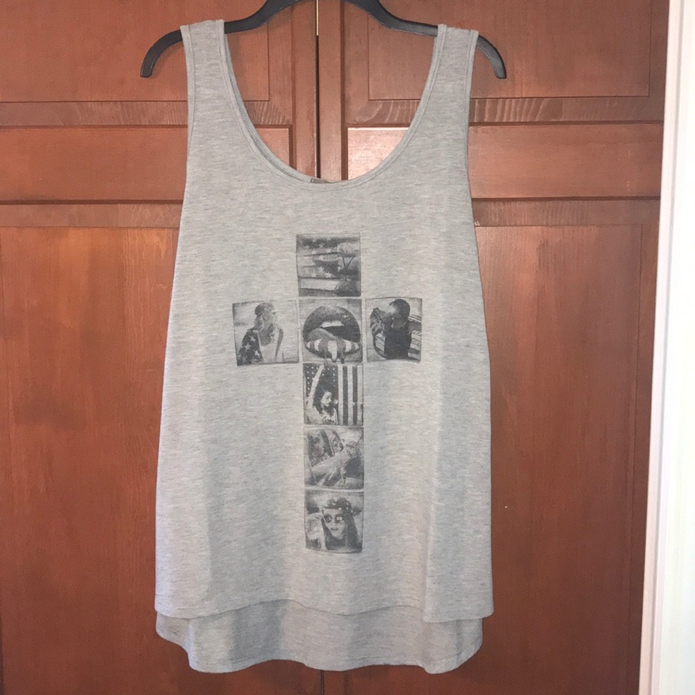 High low tank top with cross design